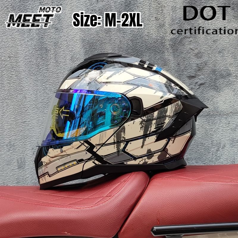 Quick Release Buckle Motorcycle Helmet - ユニセックス対応のフルフェイス型バイク用ヘルメット。クイックリリースバックル付きのデュアルバイザーを搭載。スタイリッシュで保護性能に優れたバイク用ヘルメット。